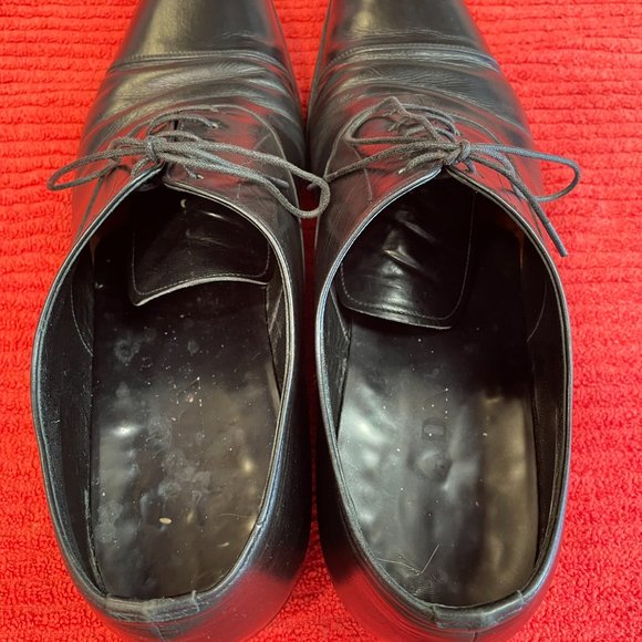 Prada Mens Leather Cap Toe Oxford Upper & Out Soles Lace Up Black Made In Italy - Picture 14 of 16